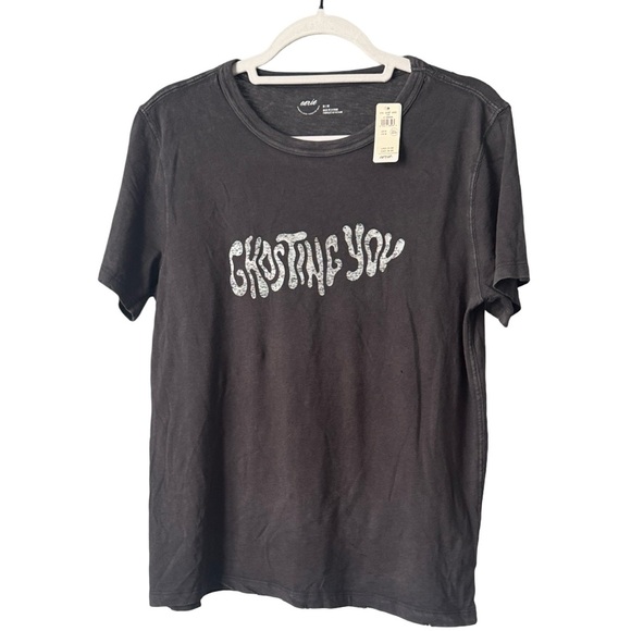 NWT Aerie “Ghosting You” Graphic Tee – Washed Black, Size M - Picture 9 of 10